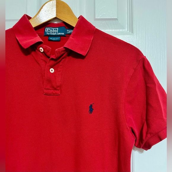Polo by Ralph Lauren Red Polo Shirt Slim Fit Large - Picture 8 of 8